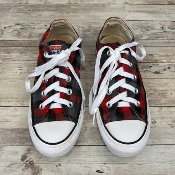 red and white checkered converse